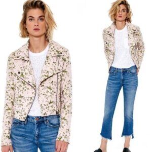 Blank NYC Pink Floral Zip Front Moto Jacket